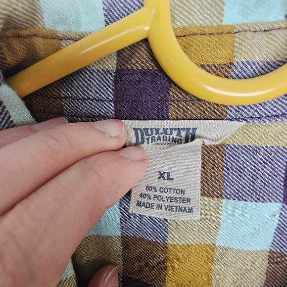 Duluth Trading Co Womens Flannel Shirt Checker Size XL Gorpcore Utility Workwear - Picture 6 of 8